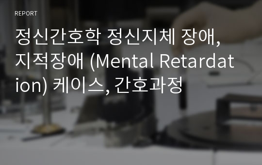 정신간호학 정신지체 장애, 지적장애 (Mental Retardation) 케이스, 간호과정