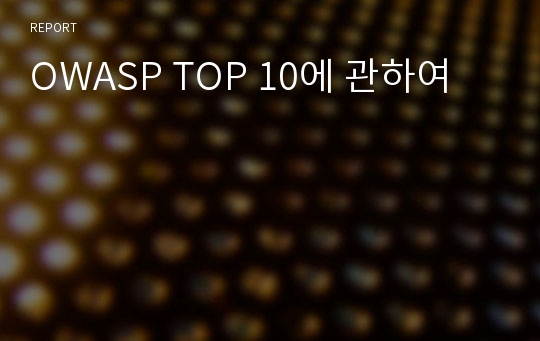 OWASP TOP 10에 관하여