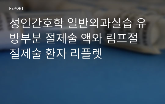 성인간호학 일반외과실습 유방부분 절제술 액와 림프절 절제술 환자 리플렛