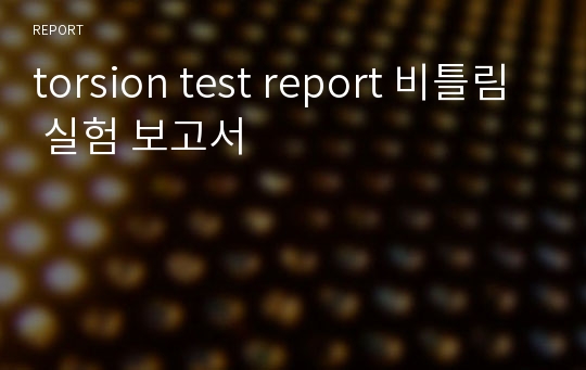 torsion test report 비틀림 실험 보고서