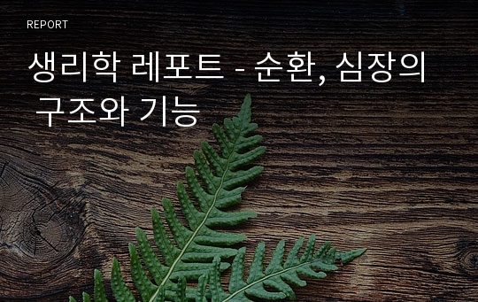 생리학 레포트 - 순환, 심장의 구조와 기능