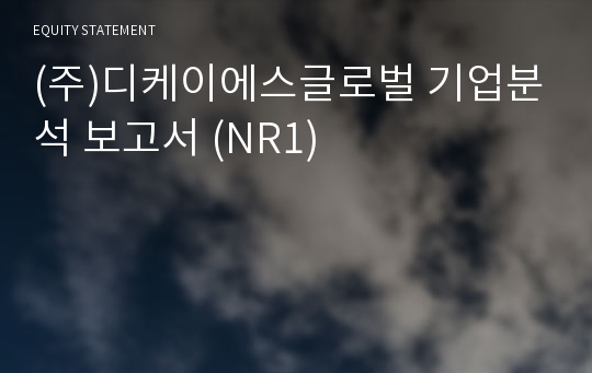 (주)디케이에스글로벌 기업분석 보고서 (NR1)