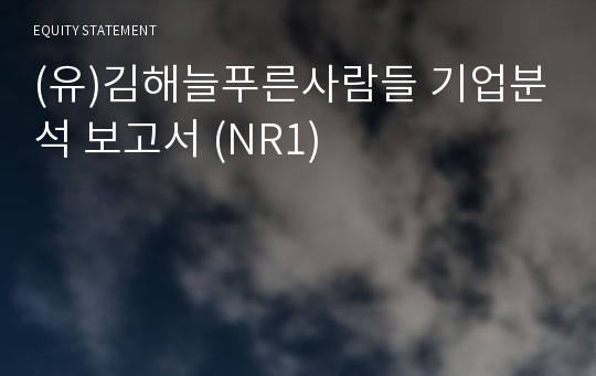 (유)김해늘푸른사람들 기업분석 보고서 (NR1)
