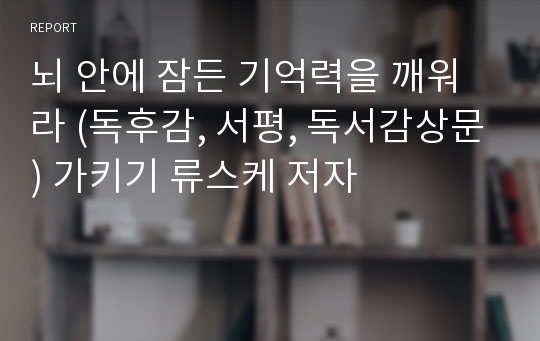 뇌 안에 잠든 기억력을 깨워라 (독후감, 서평, 독서감상문) 가키기 류스케 저자