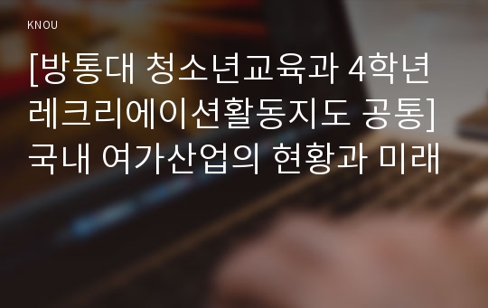 [방통대 청소년교육과 4학년 레크리에이션활동지도 공통] 국내 여가산업의 현황과 미래