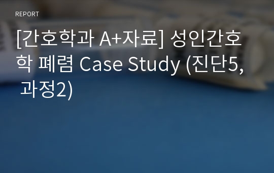 [간호학과 A+자료] 성인간호학 폐렴 Case Study (진단5, 과정2)