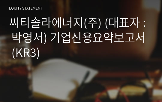 씨티솔라에너지(주) 기업신용요약보고서 (KR3)