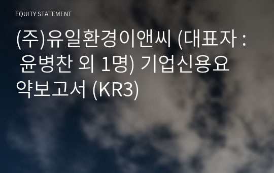 (주)유일환경이앤씨 기업신용요약보고서 (KR3)