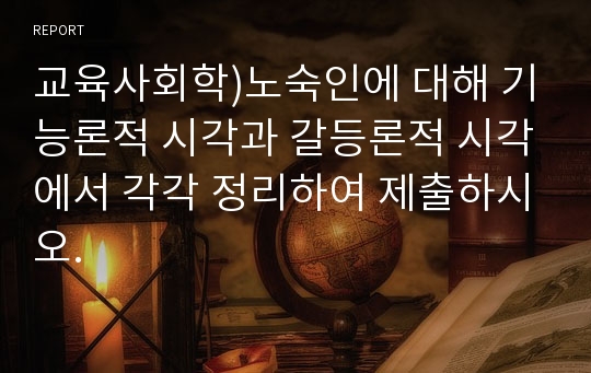 교육사회학)노숙인에 대해 기능론적 시각과 갈등론적 시각에서 각각 정리하여 제출하시오.