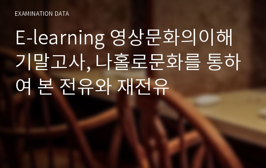 E-learning 영상문화의이해 기말고사, 나홀로문화를 통하여 본 전유와 재전유