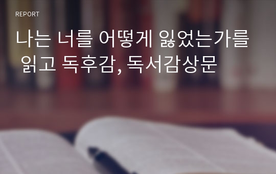 나는 너를 어떻게 잃었는가를 읽고 독후감, 독서감상문