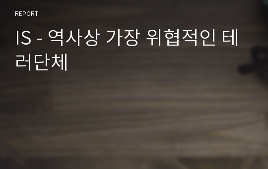 IS - 역사상 가장 위협적인 테러단체