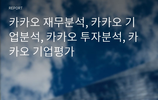 카카오 재무분석, 카카오 기업분석, 카카오 장기투자분석, 카카오 기업평가