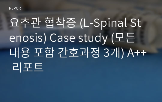 요추관 협착증 (L-Spinal Stenosis) Case study (모든 내용 포함 간호과정 3개) A++ 리포트