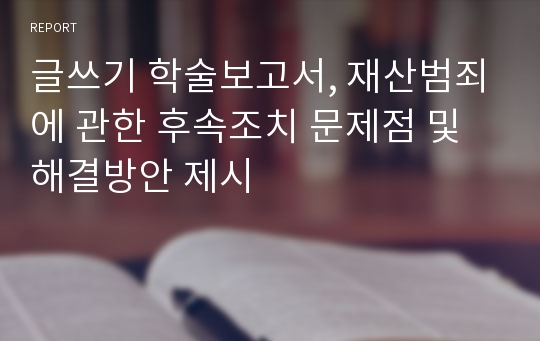 글쓰기 학술보고서, 재산범죄에 관한 후속조치 문제점 및 해결방안 제시