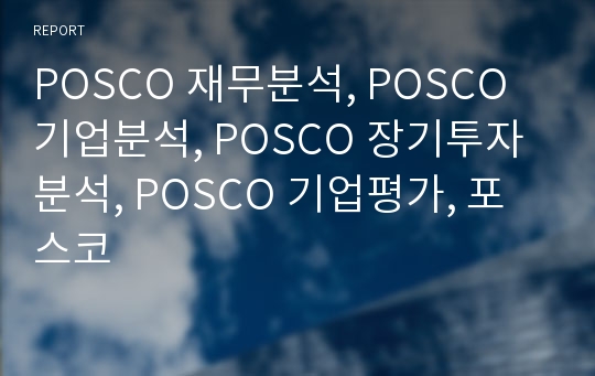 POSCO 재무분석, POSCO 기업분석, POSCO 장기투자분석, POSCO 기업평가, 포스코