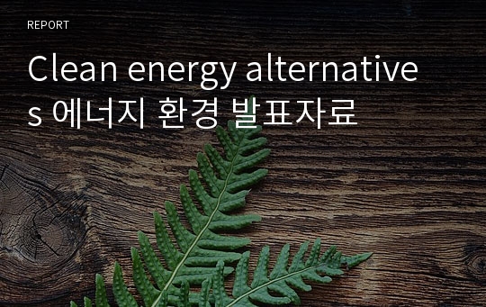 Clean energy alternatives 에너지 환경 발표자료