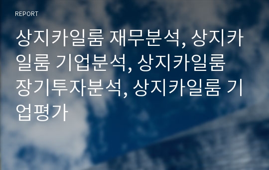 상지카일룸 재무분석, 상지카일룸 기업분석, 상지카일룸 장기투자분석, 상지카일룸 기업평가