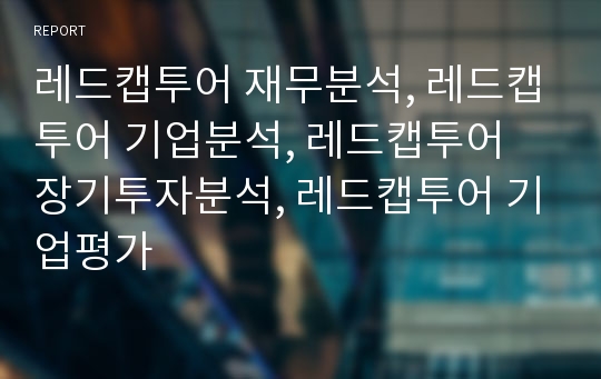 레드캡투어 재무분석, 레드캡투어 기업분석, 레드캡투어 장기투자분석, 레드캡투어 기업평가