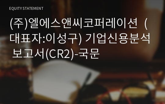 (주)에스앤씨디지털 기업신용분석 보고서(CR2)-국문