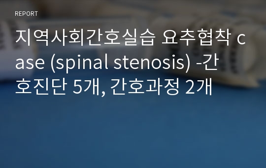 지역사회간호실습 요추협착 case (spinal stenosis) -간호진단 5개, 간호과정 2개