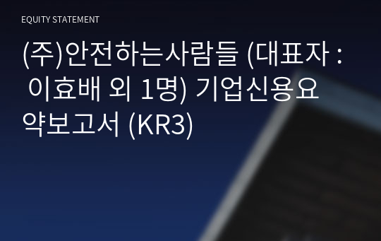 (주)안전하는사람들 기업신용요약보고서 (KR3)