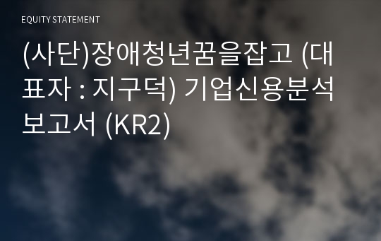 (사단)장애청년꿈을잡고 기업신용분석보고서 (KR2)