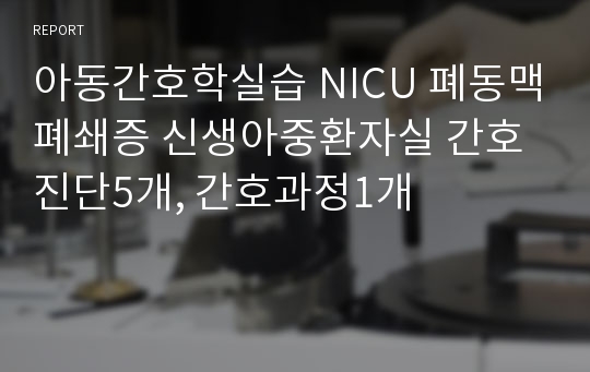 아동간호학실습 NICU 폐동맥폐쇄증 신생아중환자실 간호진단5개, 간호과정1개