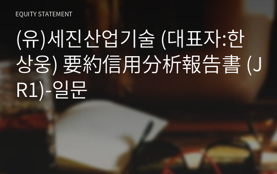 (유)세진산업기술 要約信用分析報告書 (JR1)-일문