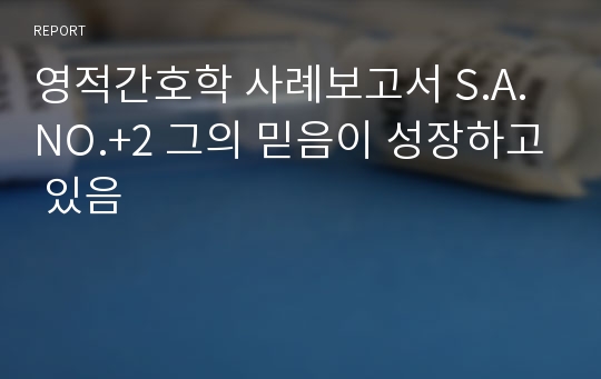 영적간호학 사례보고서 S.A.NO.+2 그의 믿음이 성장하고 있음