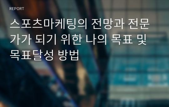 스포츠마케팅의 전망과 전문가가 되기 위한 나의 목표 및 목표달성 방법