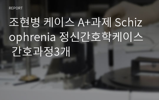 조현병 케이스 A+과제 Schizophrenia 정신간호학케이스 간호과정3개