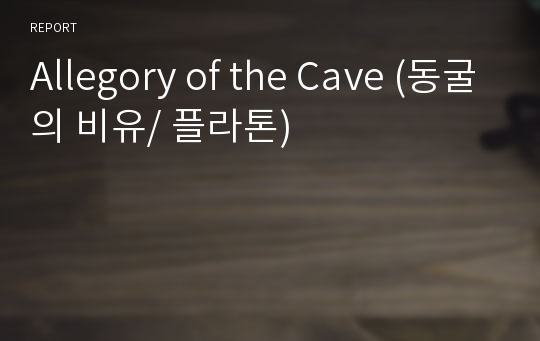 Allegory of the Cave (동굴의 비유/ 플라톤)