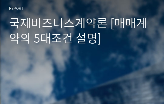 국제비즈니스계약론 [매매계약의 5대조건 설명]