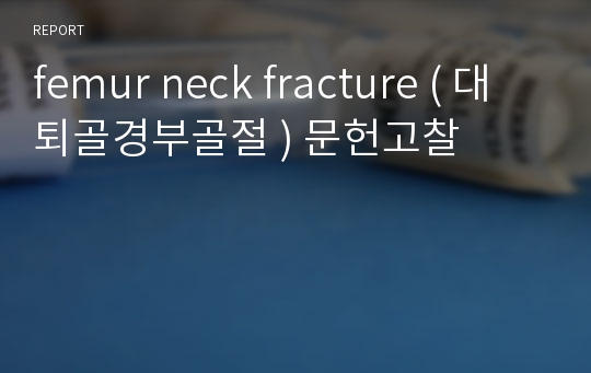 femur neck fracture ( 대퇴골경부골절 ) 문헌고찰