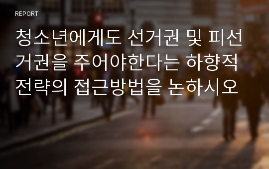 청소년에게도 선거권 및 피선거권을 주어야한다는 하향적전략의 접근방법을 논하시오