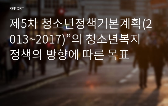 제5차 청소년정책기본계획(2013~2017)”의 청소년복지 정책의 방향에 따른 목표