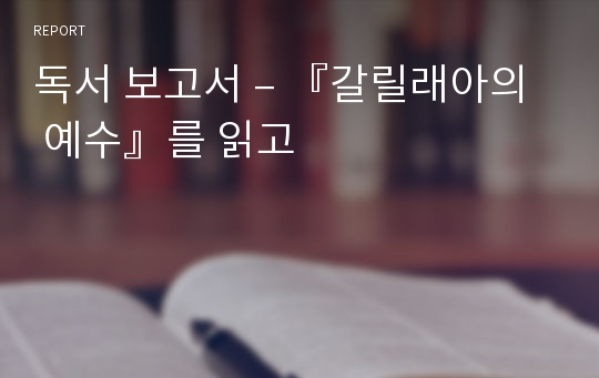 독서 보고서 – 『갈릴래아의 예수』를 읽고