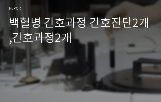 백혈병 간호과정 간호진단2개,간호과정2개