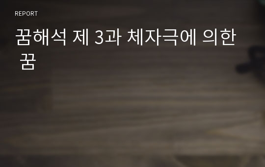 꿈해석 제 3과 체자극에 의한 꿈