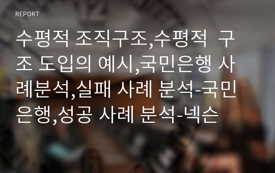 수평적 조직구조,수평적  구조 도입의 예시,국민은행 사례분석,실패 사례 분석-국민은행,성공 사례 분석-넥슨