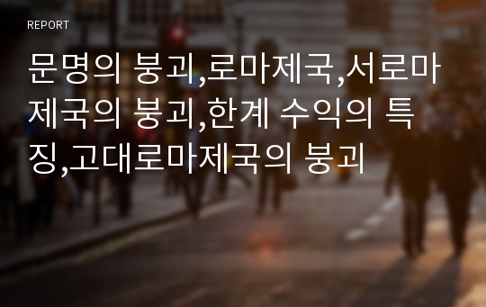 문명의 붕괴,로마제국,서로마제국의 붕괴,한계 수익의 특징,고대로마제국의 붕괴