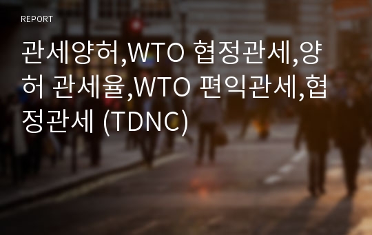 관세양허,WTO 협정관세,양허 관세율,WTO 편익관세,협정관세 (TDNC)