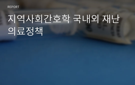 지역사회간호학 국내외 재난의료정책