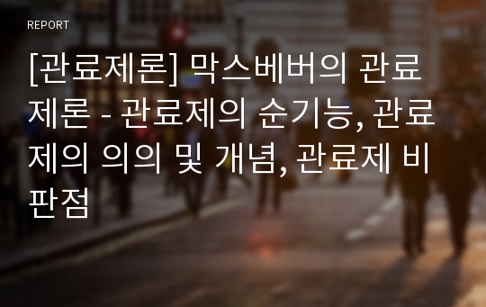 [관료제론] 막스베버의 관료제론 - 관료제의 순기능, 관료제의 의의 및 개념, 관료제 비판점