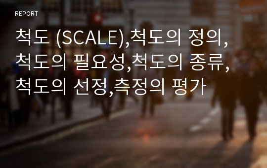 척도 (SCALE),척도의 정의,척도의 필요성,척도의 종류,척도의 선정,측정의 평가