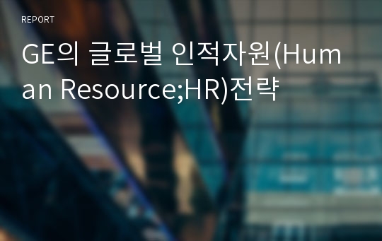 GE의 글로벌 인적자원(Human Resource;HR)전략
