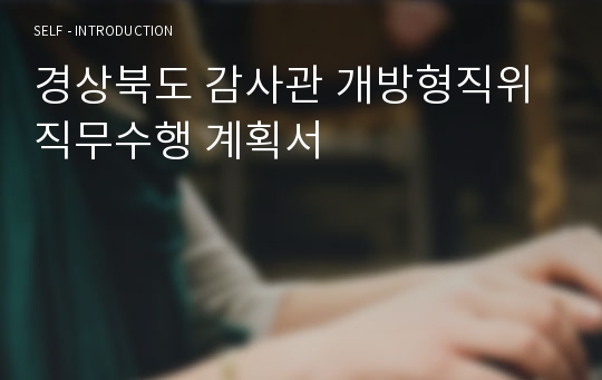 경상북도 감사관 개방형직위 직무수행 계획서