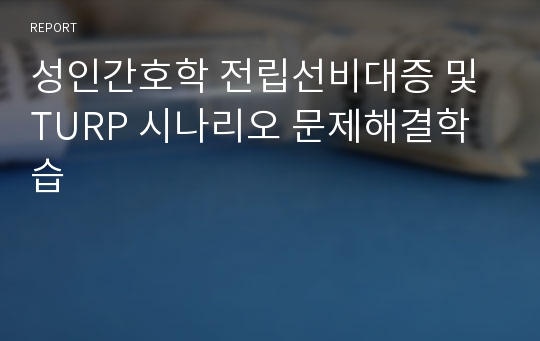 성인간호학 전립선비대증 및 TURP 시나리오 문제해결학습