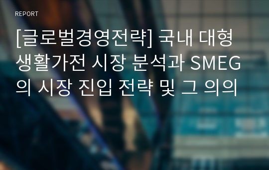 [글로벌경영전략] 국내 대형생활가전 시장 분석과 SMEG의 시장 진입 전략 및 그 의의